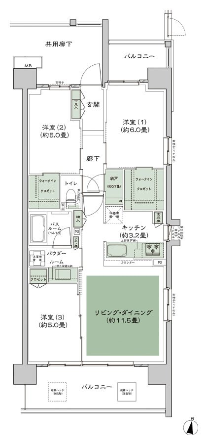 シティテラス湘南平塚 間取り E-C-標準 type