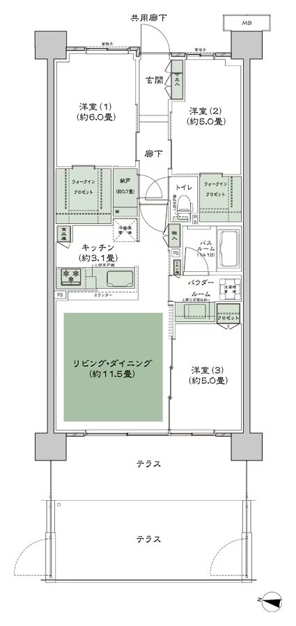 シティテラス湘南平塚 間取り B-C'3t-標準 type