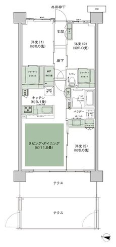 シティテラス湘南平塚 間取り B-C'3t-標準 type