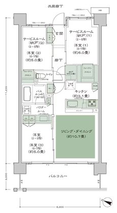 シティハウス浦和針ヶ谷 間取り A-A8-標準【2~5F】 type
