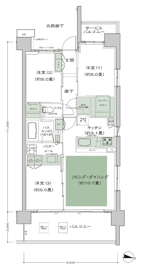 シティハウス浦和針ヶ谷 間取り B-B2-標準 type
