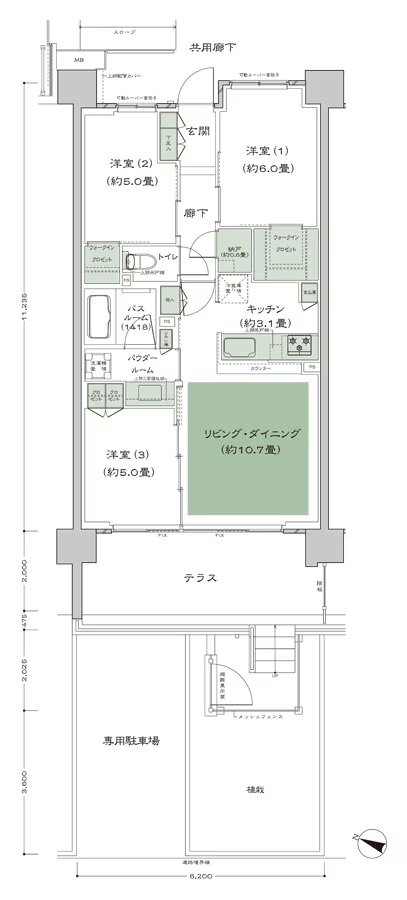 シティハウス浦和針ヶ谷 間取り A-A3t-標準 type