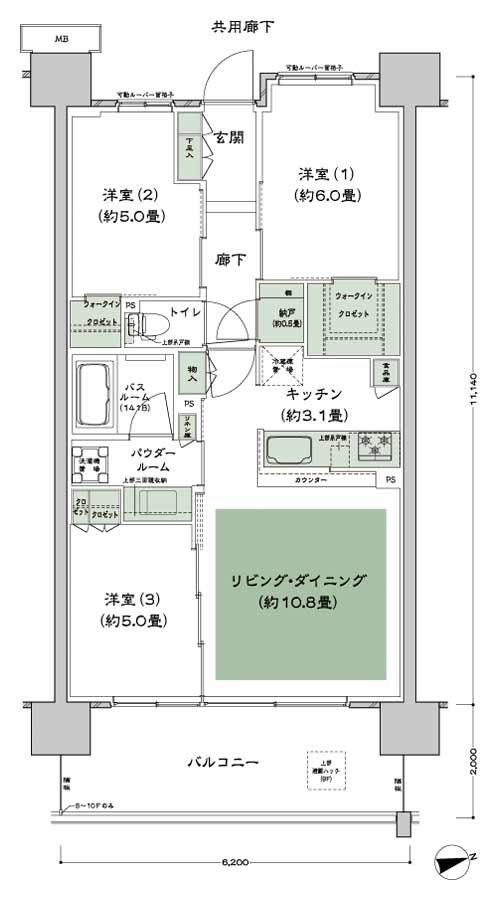 シティテラス柏 間取り C-A8-標準 type