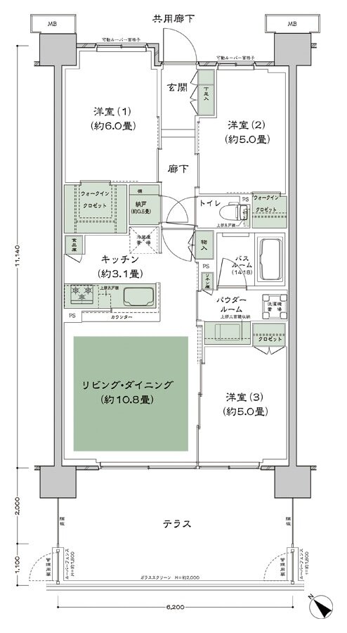 シティテラス柏 間取り D-A14t-標準 type
