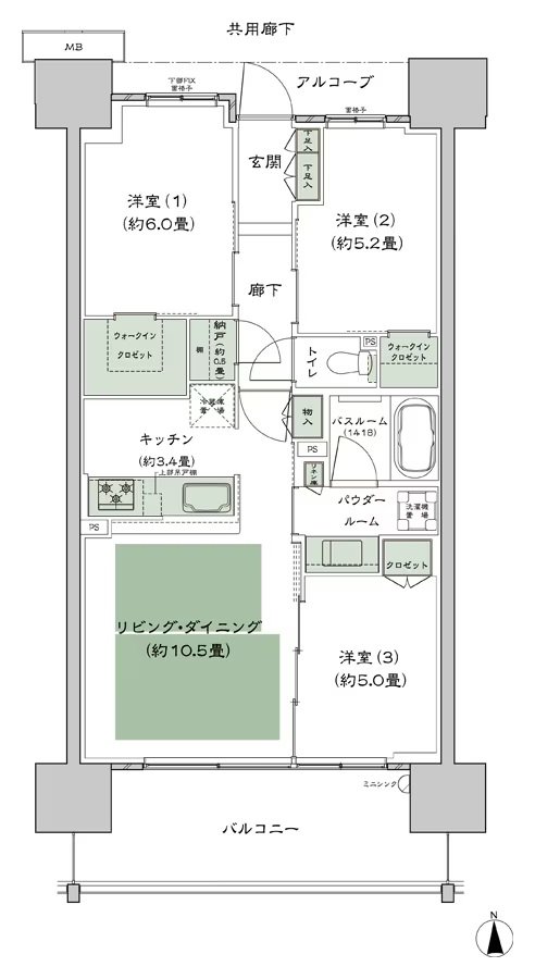 シティテラス高井田 間取り C-標準 type