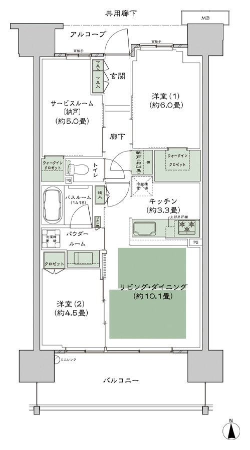 シティテラス高井田 間取り B4'-標準 type