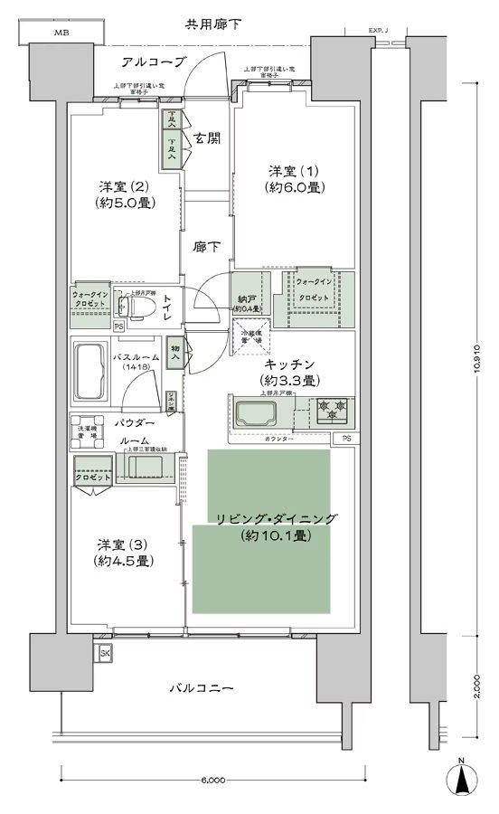 シティテラス高井田 間取り B2-標準 type