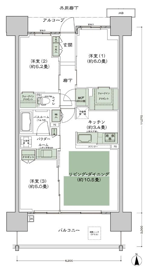 シティテラス高井田 間取り C'-標準 type