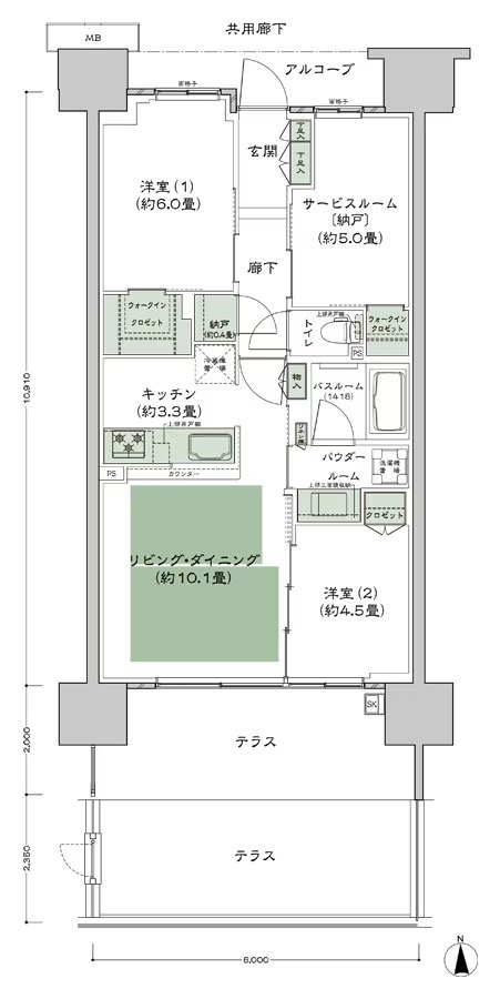 シティテラス高井田 間取り B4t-標準 type