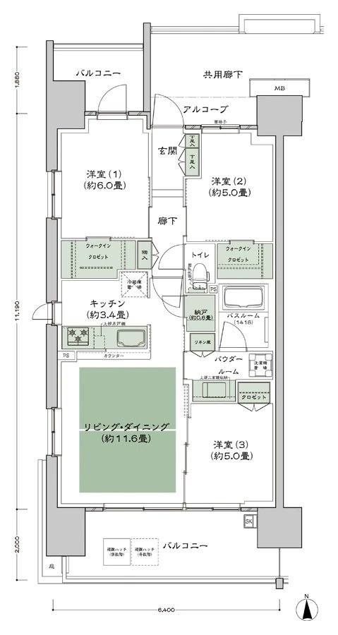 シティテラス高井田 間取り A-標準 type