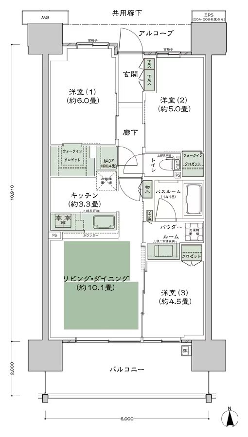 シティテラス高井田 間取り B1-標準 type