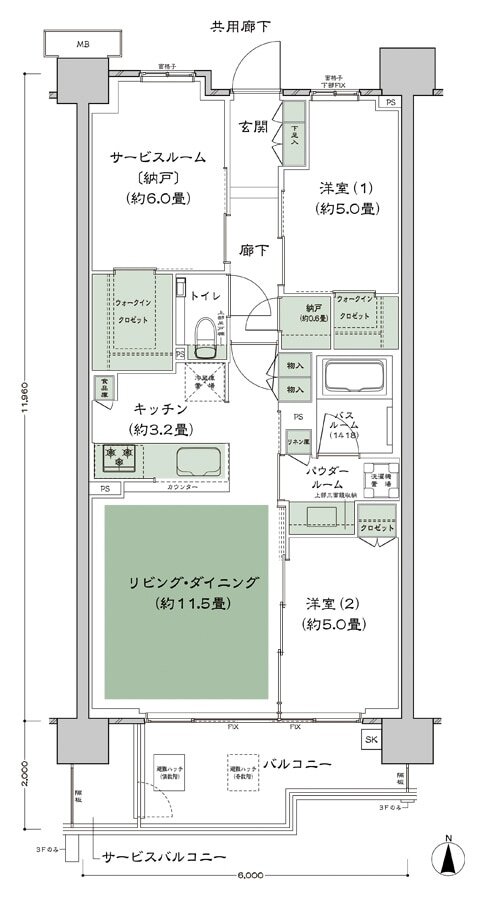 シティハウス平井 間取り A-Ka-標準 type