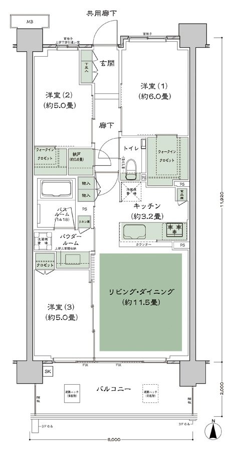 シティハウス平井 間取り A-M1-標準 type