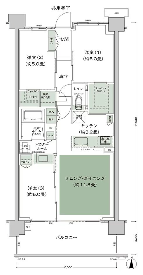 シティハウス平井 間取り A-M2-標準 type