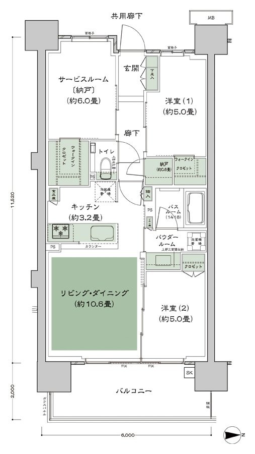 シティハウス平井 間取り B-K-標準 type