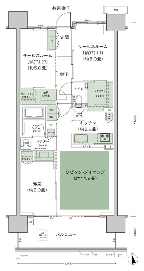 シティハウス平井 間取り C-B2-1-標準 type