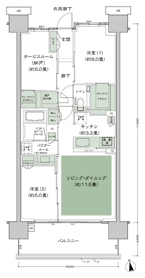 シティハウス平井 間取り C-B3a-標準 type