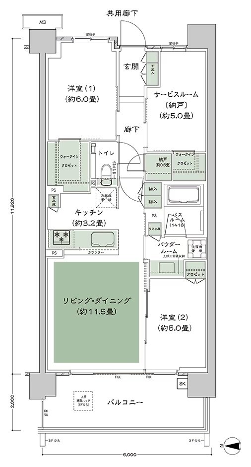 シティハウス平井 間取り A-E 標準 type