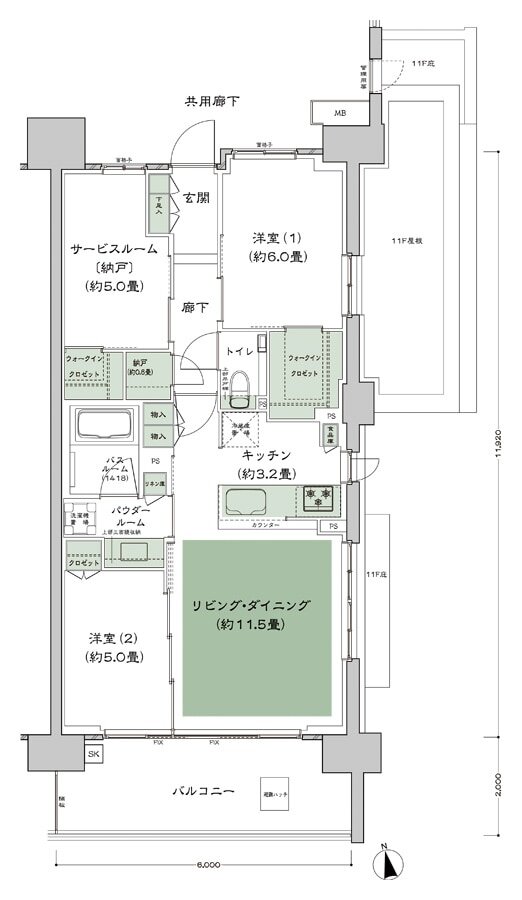 シティハウス平井 間取り C-B2-2-標準 type
