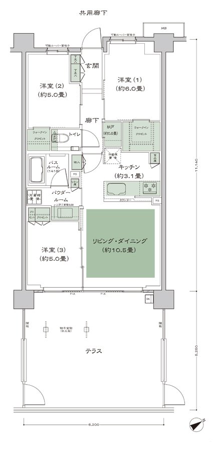 シティテラス横濱星川 間取り B6't-II_標準プラン type