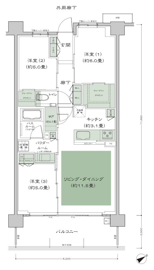 シティテラス横濱星川 間取り C2'a_標準 type