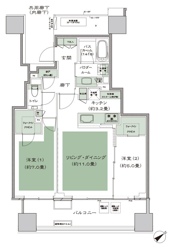 シティタワー虎ノ門 間取り H-標準 type