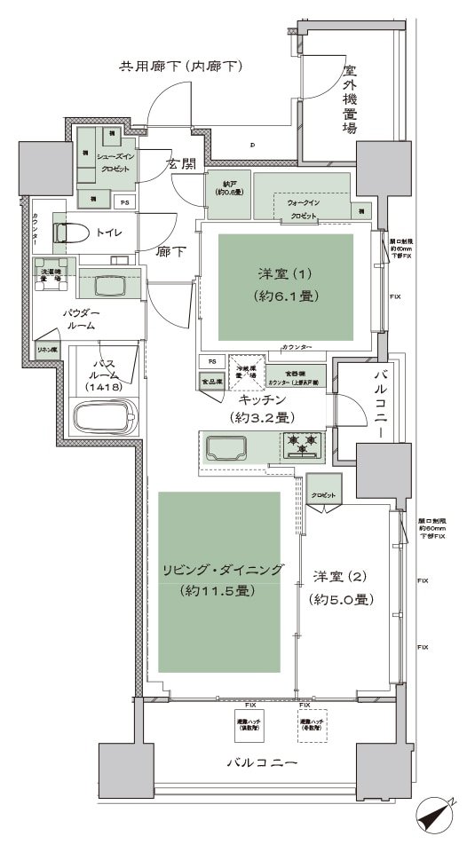 シティタワー虎ノ門 間取り I-標準 type