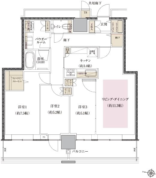 ONE札幌ステーションタワー 間取り W-B type