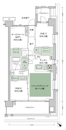 シティテラス稲毛海岸 間取り A-Bs type