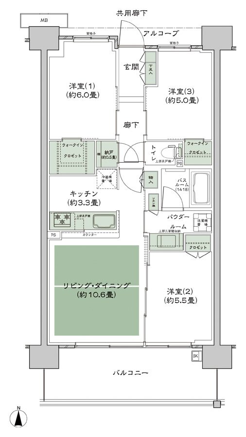 シティテラス若江岩田 間取り C-D1-標準 type