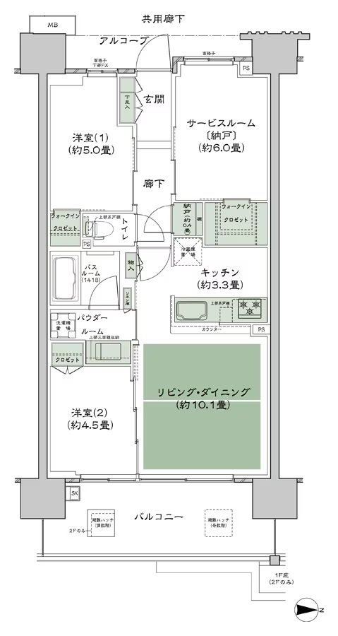 シティテラス若江岩田 間取り D-B2-標準 type