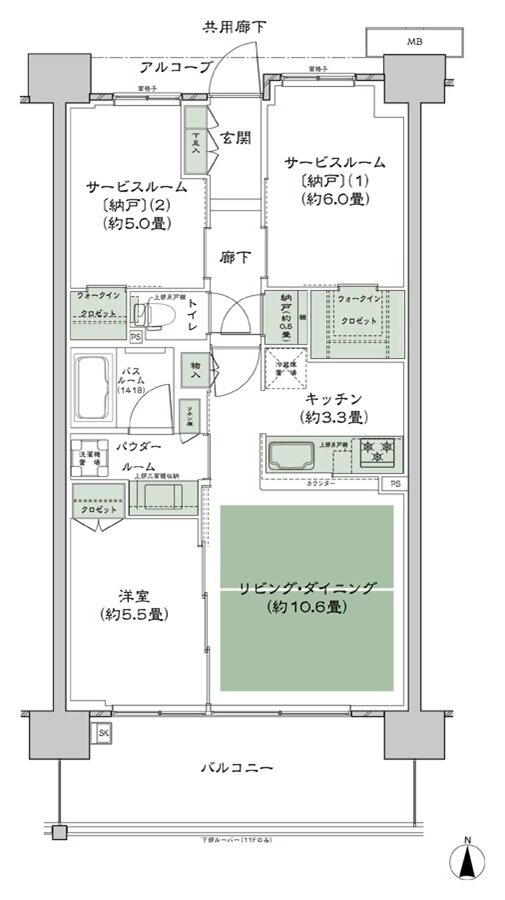 シティテラス若江岩田 間取り C-D4'-標準 type