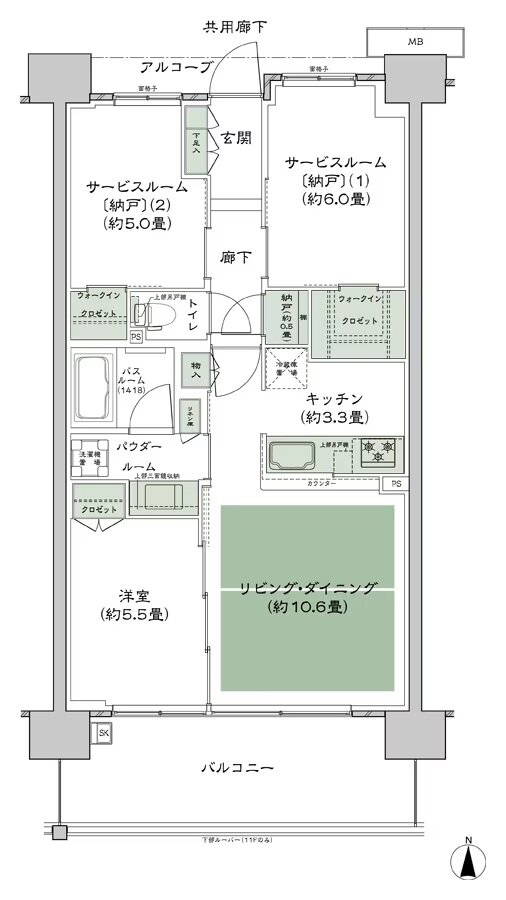 シティテラス若江岩田 間取り C-D4'-標準 type