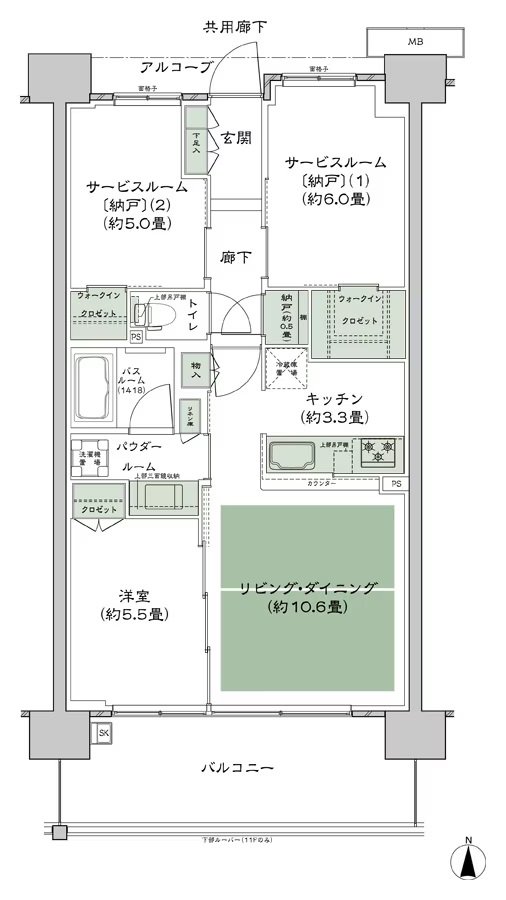 シティテラス若江岩田 間取り C-D4'-標準 type