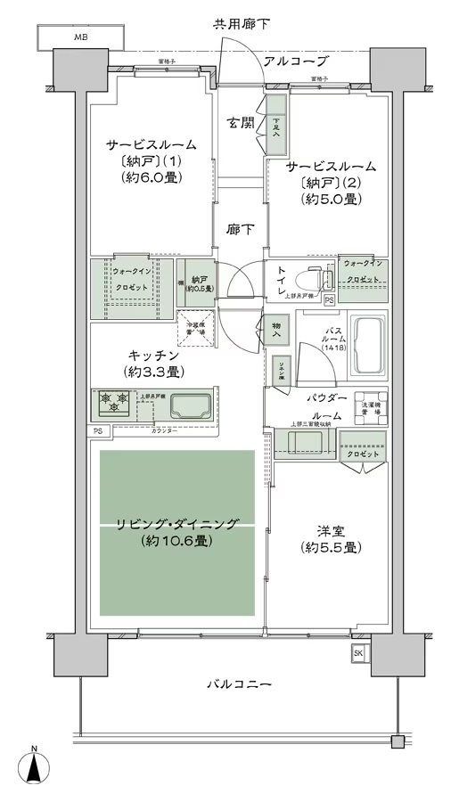 シティテラス若江岩田 間取り C-D5-標準 type