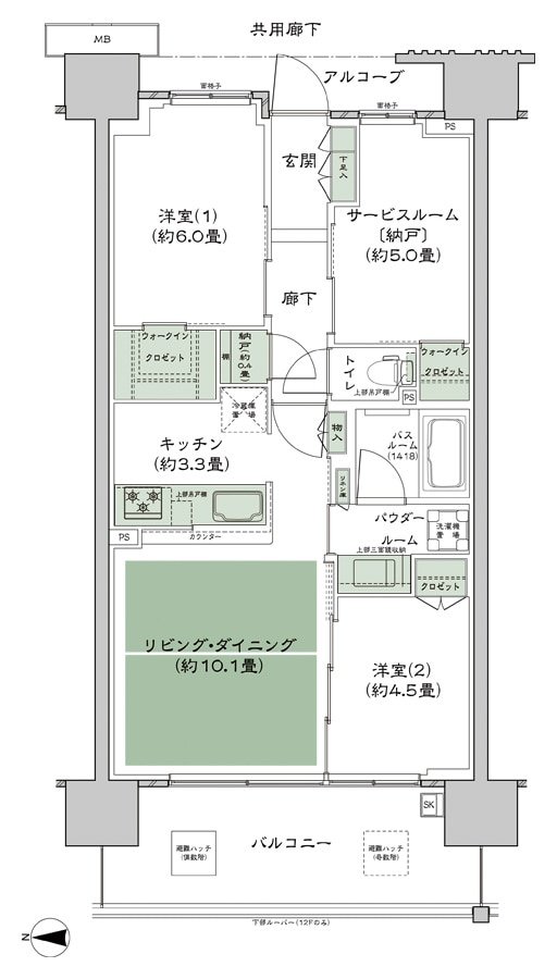 シティテラス若江岩田 間取り A-B1'a-標準 type