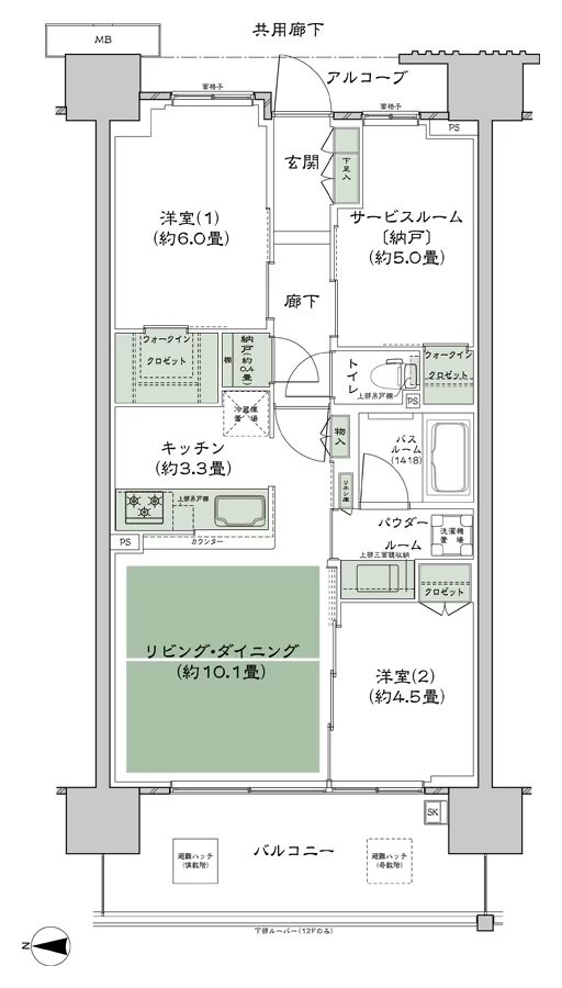 シティテラス若江岩田 間取り A-B1'a-標準 type