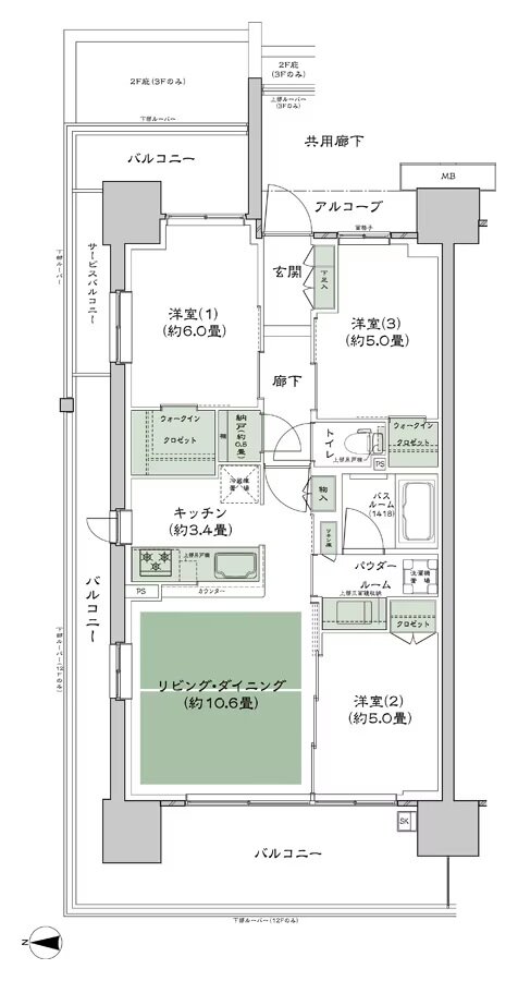 シティテラス若江岩田 間取り A-A1-標準 type