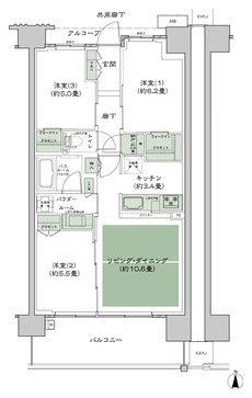 シティテラス若江岩田 間取り B-E-標準 type