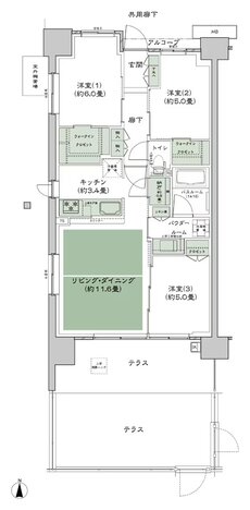 シティテラス若江岩田 間取り B-Ct-標準 type