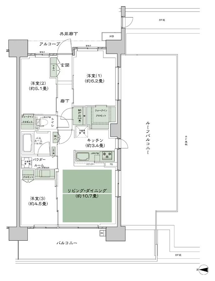 シティテラス若江岩田 間取り A-Gr2-標準 type