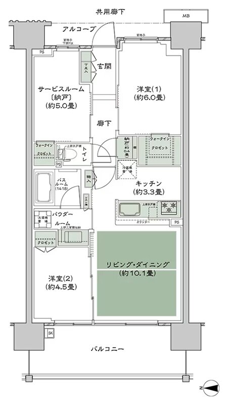シティテラス若江岩田 間取り A-B1-標準 type