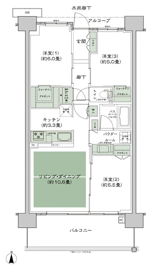 シティテラス若江岩田 間取り B-D1-標準 type
