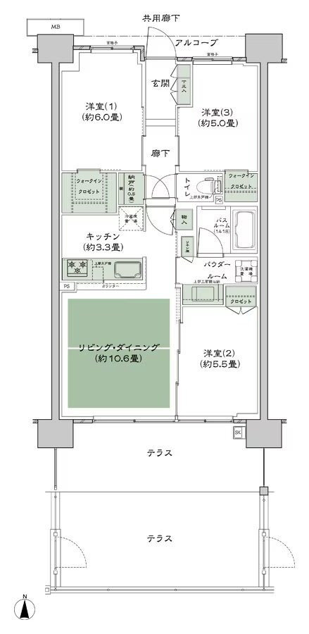 シティテラス若江岩田 間取り B-D1t-標準 type
