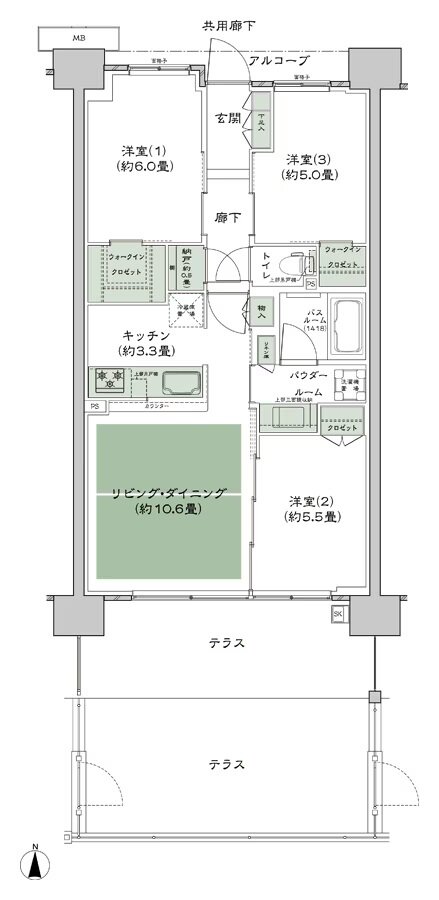 シティテラス若江岩田 間取り B-D1t-標準 type