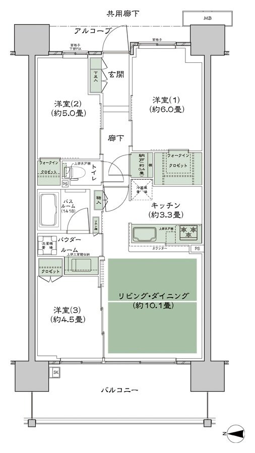 シティテラス若江岩田 間取り A-B2-標準 type