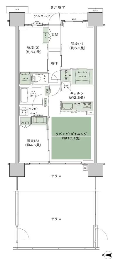 シティテラス若江岩田 間取り A-B5t-標準 type