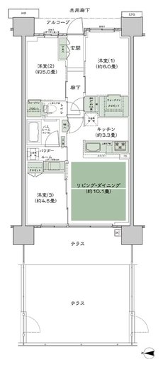 シティテラス若江岩田 間取り A-B5t-標準 type