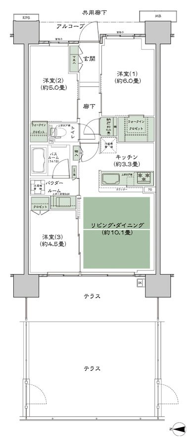 シティテラス若江岩田 間取り A-B4bt-標準 type