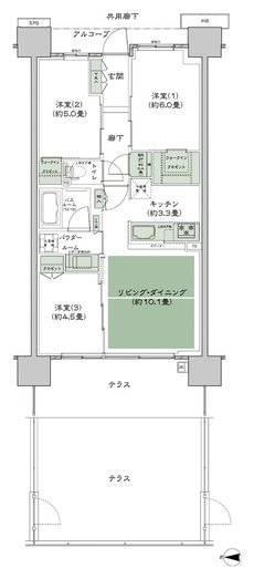 シティテラス若江岩田 間取り A-B4bt-標準 type